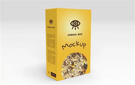 Download Cereal Box Mockup - 25° Angle Front View (Eye-Level Shot)